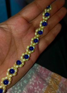 Handmade Blue Pearl Flower Bracelet