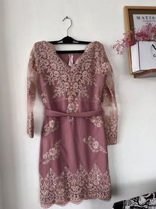 Dusty Rose Lace Sheath Dress