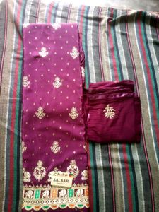 Elegant Purple Crape Suit with Intricate Embroider