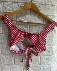 Red Gingham Bikini Top