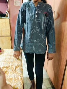 Abstract Print Button-Up Shirt
