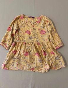 Yellow Floral Print Kurta