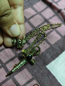 Gothic Dagger &amp; Skull brooch