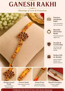Set of 6 Handcrafted Rakhi With Roli Chawal