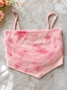 Pink Tie-Dye Tulle Corset Top