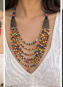 Boho Multi-Color Beaded Statement Necklace
