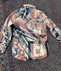 Kids Geometric Print Button-Up Shirt