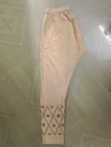 Embroidered Beige women pant