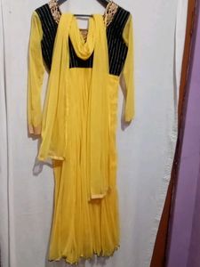 Elegant Yellow Embellished Gown