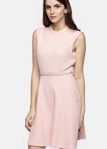 Anabelle Pastel Pink Skater Dress With Pearl Chain