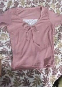 Coquette Pink Lace Trim Top