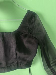 Elegant Black Sheer Sleeve Blouse