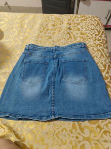 Studded Denim Mini Skirt