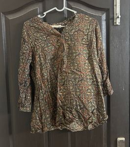 Bohemian Print Long Sleeve Tunic Top