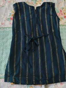 Stylish Teal Kurta Set with Gold Embellishments
