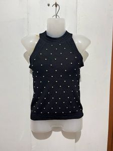 Sparkly Black Halter Neck Top