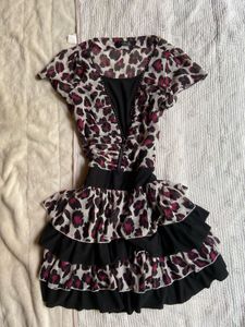 Chic Leopard Print Ruffled Dress