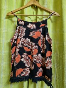 Floral Cami Top with Lace Trim (adjustable straps)