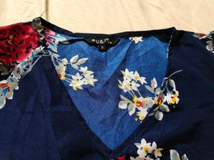 Blue Floral Peplum Top