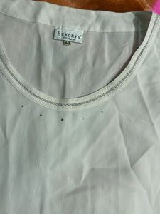Sheer White Top with Embellished Neckline