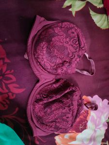 Burgundy Lace padded Bra