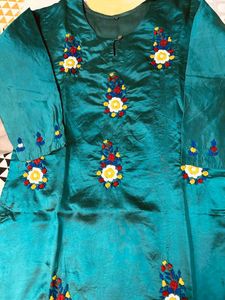 Embroidered Teal Kurta