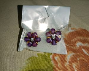 Purple Flower Earrings