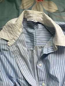 Summery Blue &amp; White Striped Button-Up Shirt