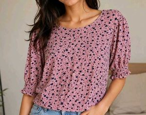 Chic Pink Floral Print Top
