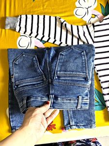 Cute Jeans and Striped Hoodie Set