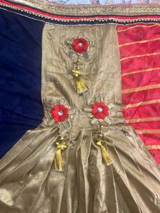 Party wear saree with designer pleates