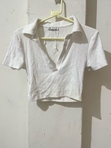 Zara Rubbed Polo Shirt Tagged Size S