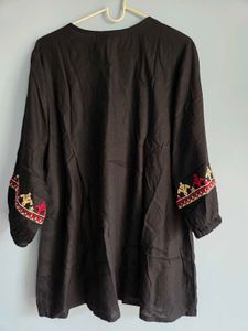 New w Tag Anouk Black Cotton liva Tunic Top 42"