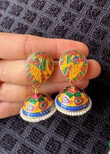 Vibrant Enamel Jhumka Earrings