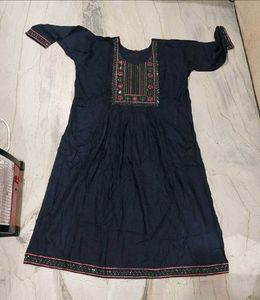 Elegant Navy Blue Embroidered Suit Set