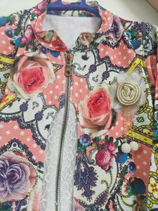 Floral Print Kurta Set with Belt