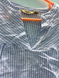 Striped Blue &amp; White Casual Top