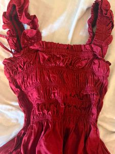 Negotiable y2k grunge Chic Smocked Red Mini Dress