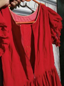 Stunning Red Embroidered Ethnic Gown