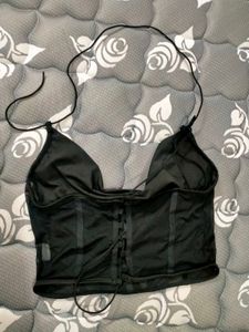 Black Sheer Corset Bustier Top