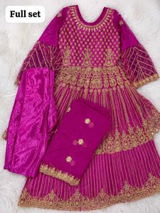 Stunning Pink &amp; Gold Embroidered wedding gown