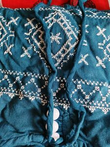Teal Embroidered Kurta