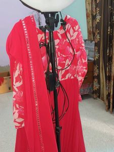 Red Floral Anarkali Suit
