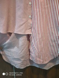 Color Block Striped Button-Up Shirt