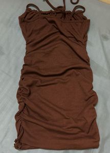 Ribbed Ruched Mini Dress