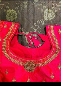 Hot Pink Embroidered Saree Blouse