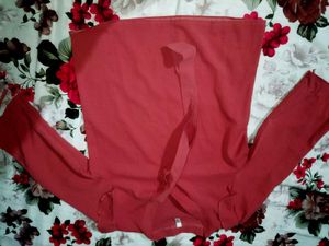Stylish Coral top with Tie-Up Neck