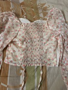 Chic Floral Print Square Neck Top