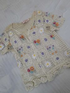 Vintage Crochet Daisy Cardigan