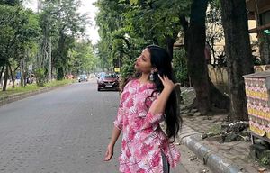 Stylish Pink Leaf Print Kurta